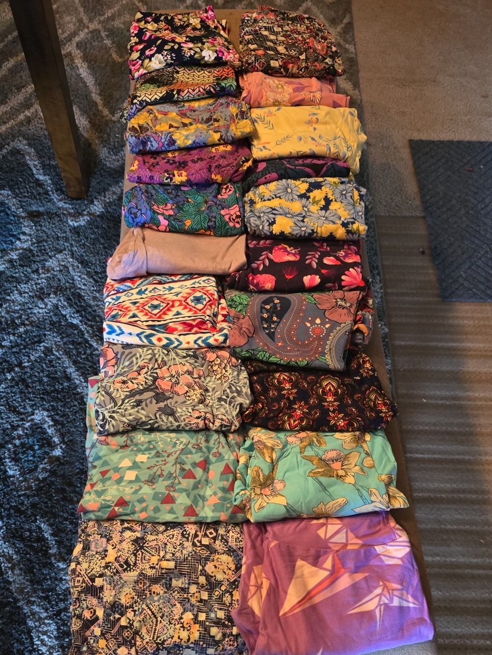 Lularoe Os Multicolor Floral & Geometric Designs Legging